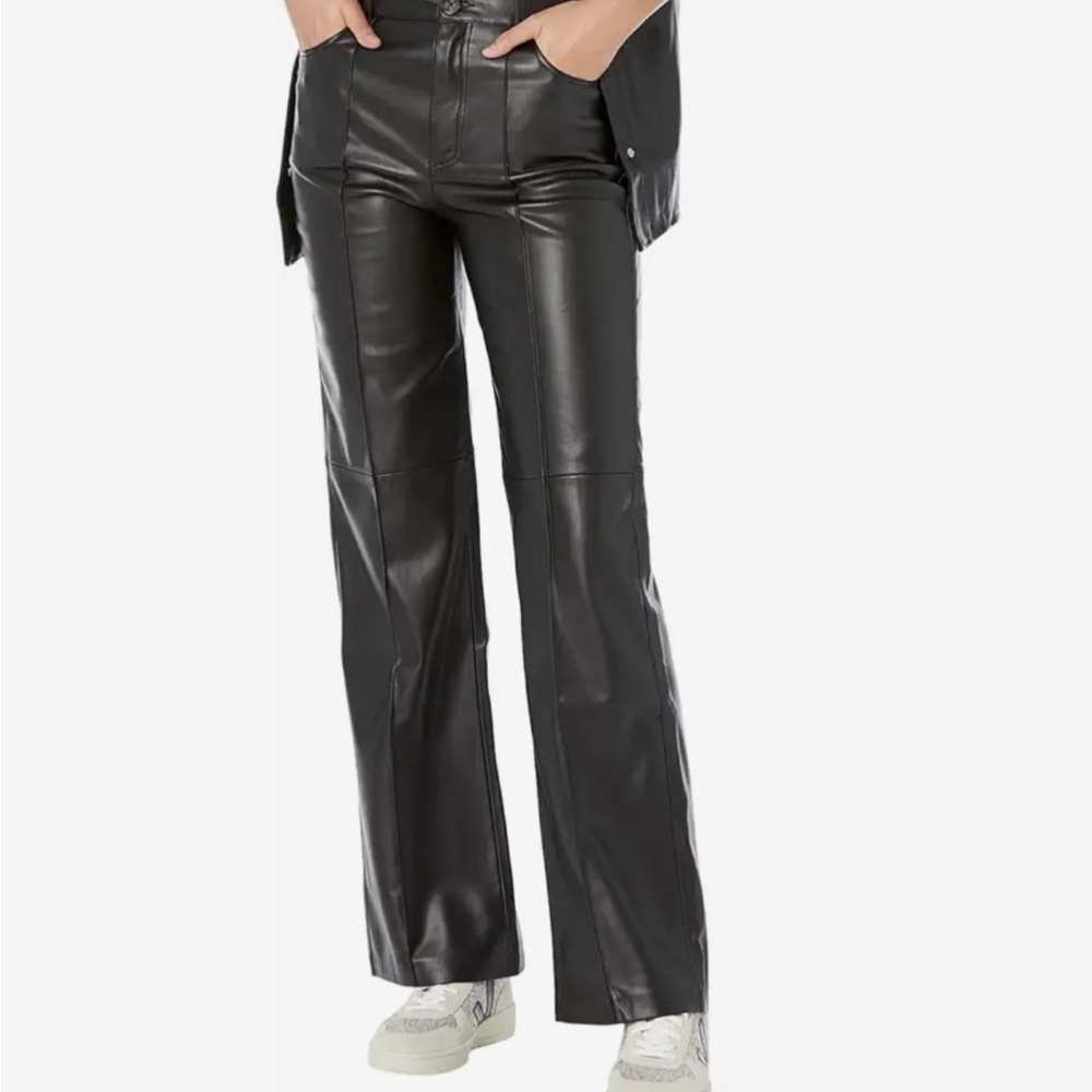 Mango vegan leather wide leg pants, size 4